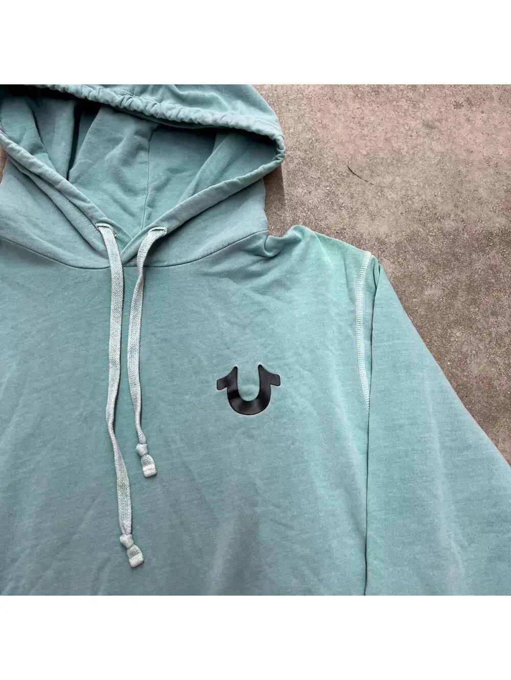 vintage true religion crafted with pride green big logo hooded shirt size large